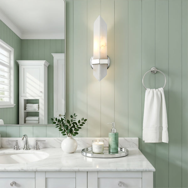 Aster 5" One-Light Wall Light, Polished Nickel/Alabaster