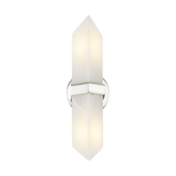 Aster 15" Two-Light Wall Light, Polished Nickel/Alabaster