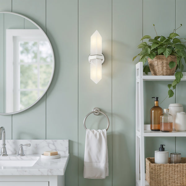 Aster 15" Two-Light Wall Light, Polished Nickel/Alabaster