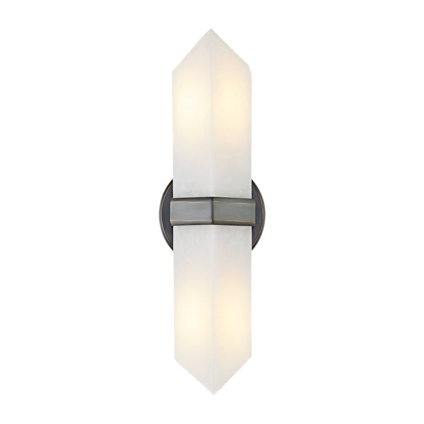 Aster 15" Two-Light Wall Light, Urban Bronze/Alabaster