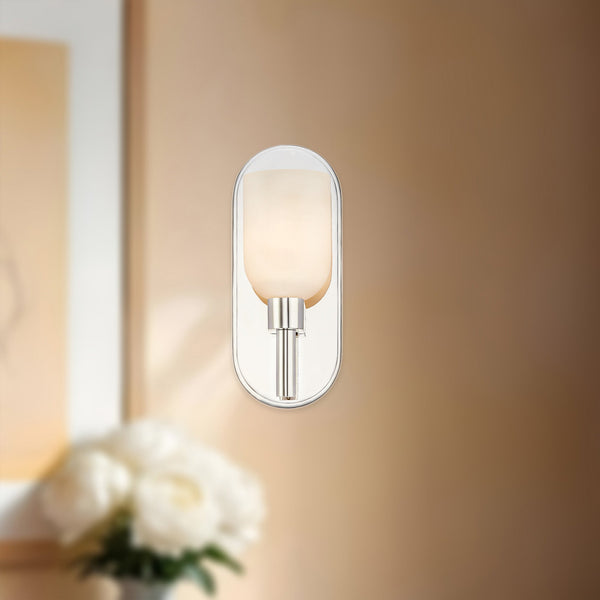 Muse 9" One-Light Wall Light, Polished Nickel/Alabaster