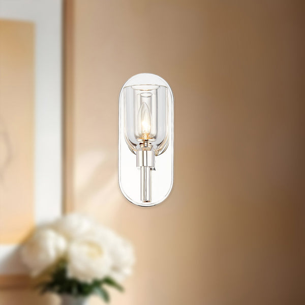 Muse 9" One-Light Wall Light, Clear Crystal/Polished Nickel