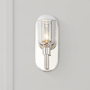Muse 9" One-Light Wall Light, Clear Crystal/Polished Nickel