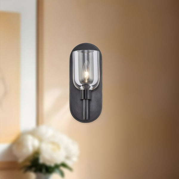 Muse 9" One-Light Wall Light, Clear Crystal/Urban Bronze