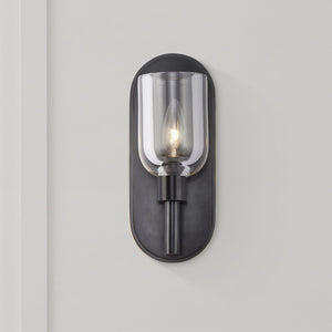 Muse 9" One-Light Wall Light, Clear Crystal/Urban Bronze