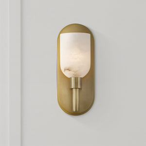 Muse 9" One-Light Wall Light, Vintage Brass/Alabaster