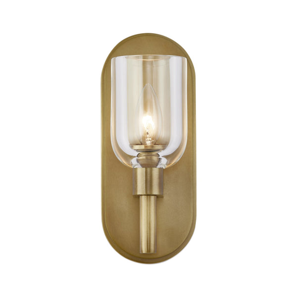 Muse 9" One-Light Wall Light, Clear Crystal/Vintage Brass
