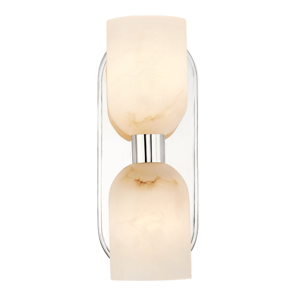 Muse 11" Two-Light Wall Light, Polished Nickel/Alabaster