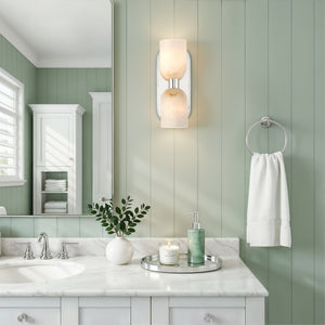 Muse 11" Two-Light Wall Light, Polished Nickel/Alabaster