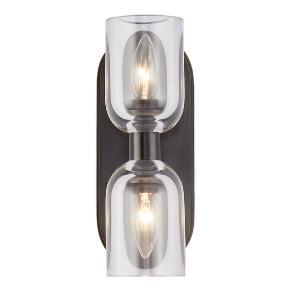 Muse 11" Two-Light Wall Light, Clear Crystal/Urban Bronze