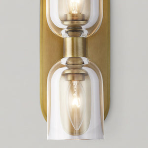 Muse 11" Two-Light Wall Light, Clear Crystal/Vintage Brass