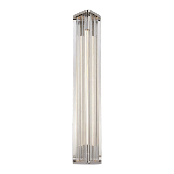 Kepler 23" LED Wall/Vanity Light, Polished Nickel/Ribbed Glass