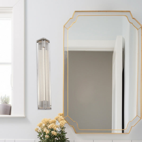 Kepler 23" LED Wall/Vanity Light, Polished Nickel/Ribbed Glass