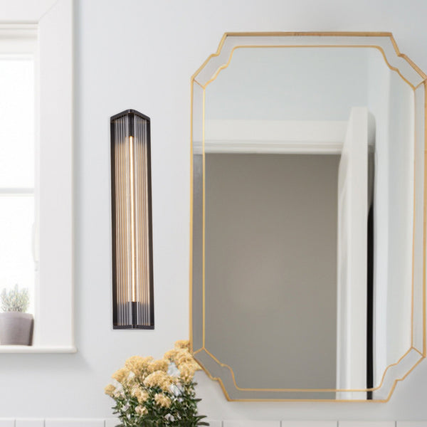 Kepler 23" LED Wall/Vanity Light, Ribbed Glass/Urban Bronze
