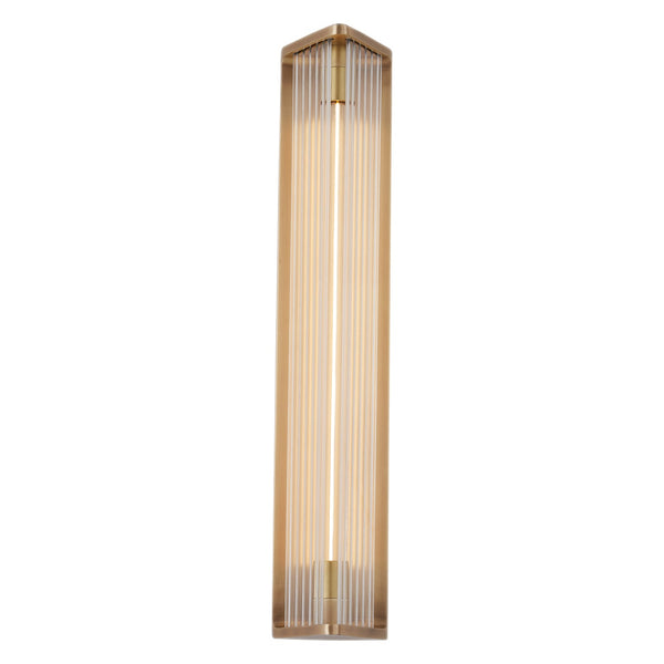 Kepler 23" LED Wall/Vanity Light, Ribbed Glass/Vintage Brass