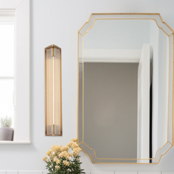 Kepler 23" LED Wall/Vanity Light, Ribbed Glass/Vintage Brass