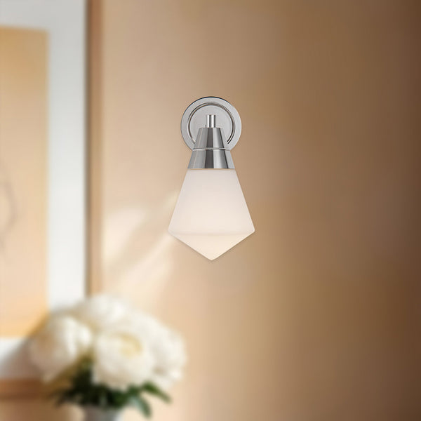 Thatchford 6" One-Light Wall/Vanity Light, Polished Nickel/Opal Matte Glass