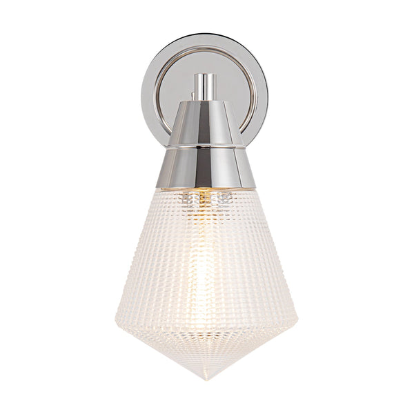 Thatchford 6" One-Light Wall/Vanity Light, Polished Nickel/Prismatic Glass