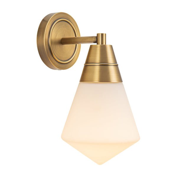 Thatchford 6" One-Light Wall/Vanity Light, Vintage Brass/Opal Matte Glass