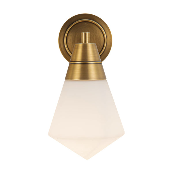 Thatchford 6" One-Light Wall/Vanity Light, Vintage Brass/Opal Matte Glass