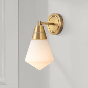 Thatchford 6" One-Light Wall/Vanity Light, Vintage Brass/Opal Matte Glass