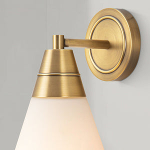 Thatchford 6" One-Light Wall/Vanity Light, Vintage Brass/Opal Matte Glass
