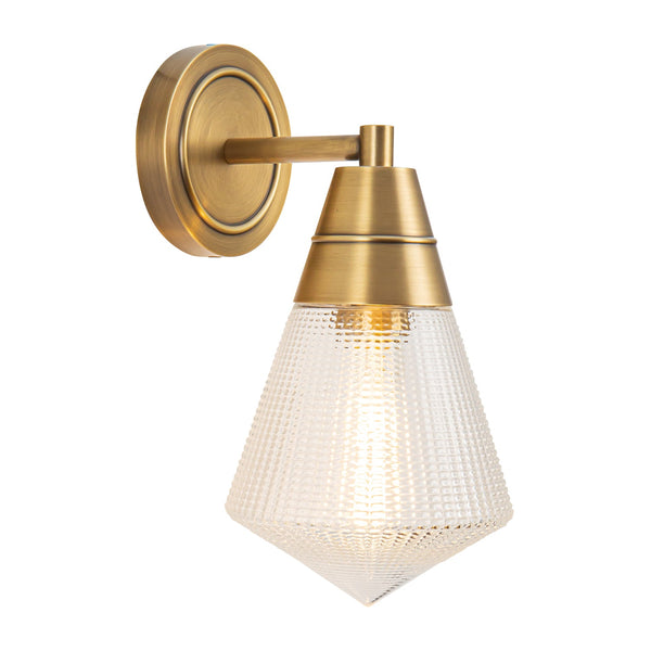 Thatchford 6" One-Light Wall/Vanity Light, Vintage Brass/Prismatic Glass