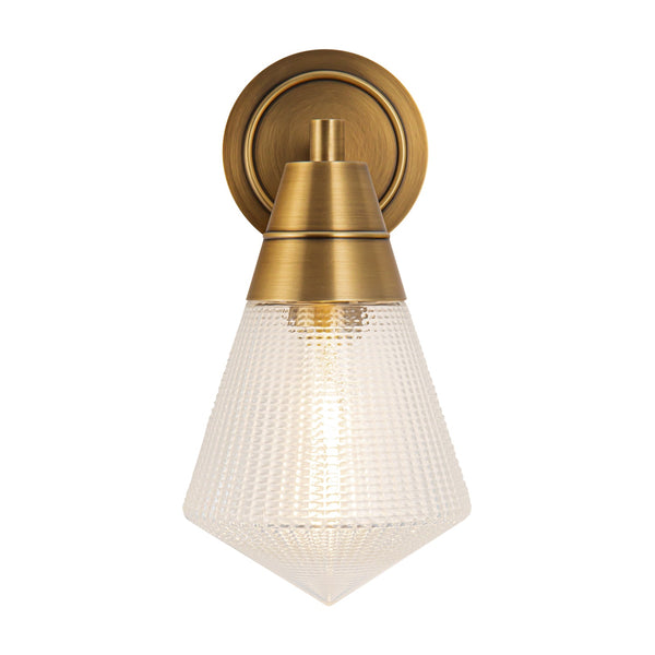 Thatchford 6" One-Light Wall/Vanity Light, Vintage Brass/Prismatic Glass