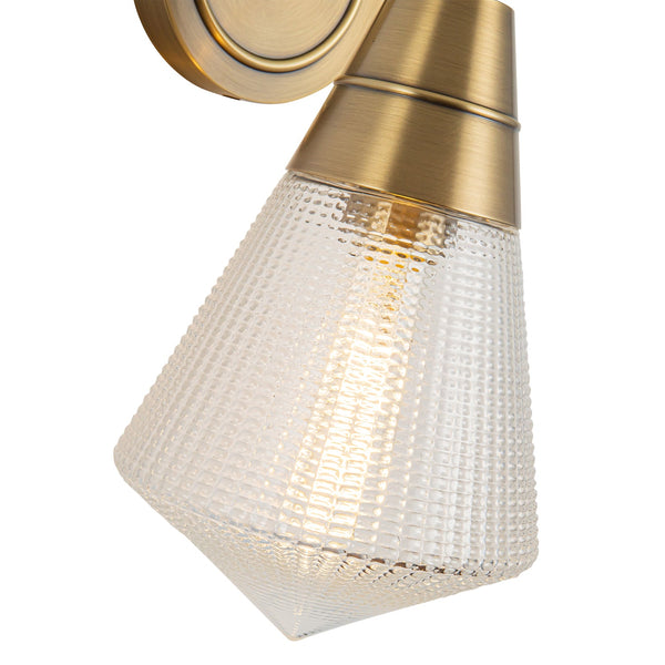 Thatchford 6" One-Light Wall/Vanity Light, Vintage Brass/Prismatic Glass
