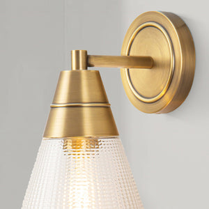 Thatchford 6" One-Light Wall/Vanity Light, Vintage Brass/Prismatic Glass