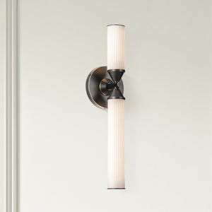 Nayler 18" LED Wall/Vanity Light, Urban Bronze/Frosted Ribbed Glass