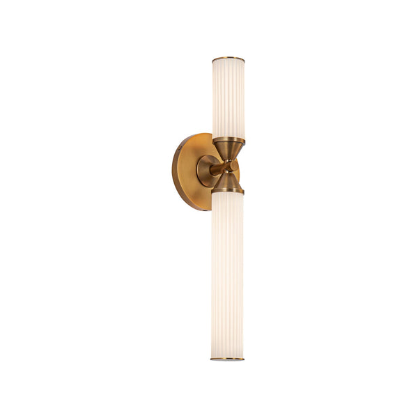 Nayler 18" LED Wall/Vanity Light, Vintage Brass/Frosted Ribbed Glass