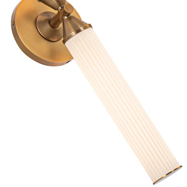 Nayler 18" LED Wall/Vanity Light, Vintage Brass/Frosted Ribbed Glass