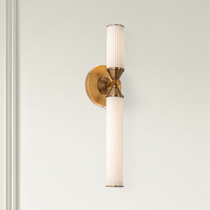 Nayler 18" LED Wall/Vanity Light, Vintage Brass/Frosted Ribbed Glass