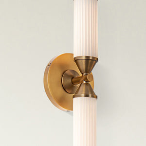 Nayler 18" LED Wall/Vanity Light, Vintage Brass/Frosted Ribbed Glass