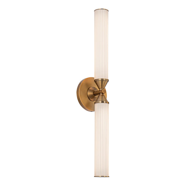 Nayler 22" LED Wall/Vanity Light, Vintage Brass/Frosted Ribbed Glass
