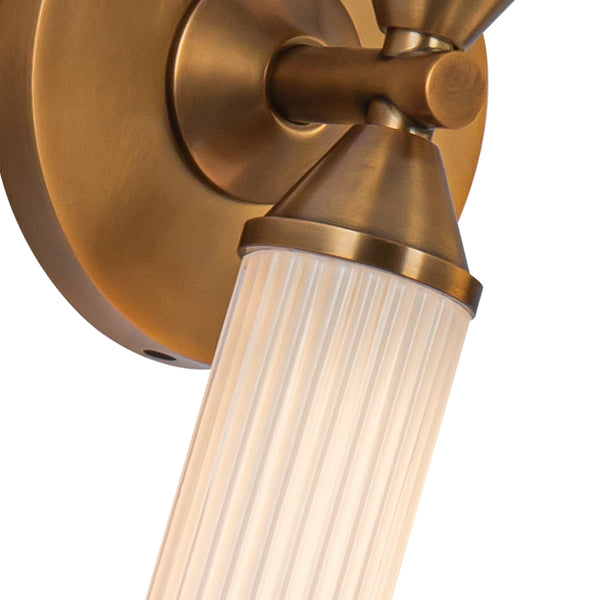 Nayler 22" LED Wall/Vanity Light, Vintage Brass/Frosted Ribbed Glass
