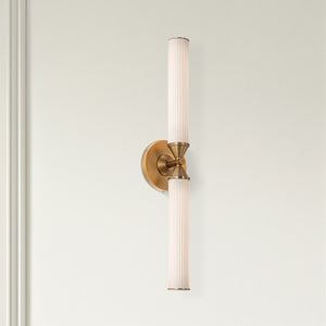 Nayler 22" LED Wall/Vanity Light, Vintage Brass/Frosted Ribbed Glass