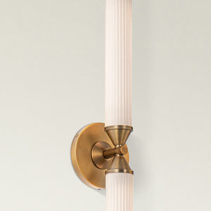 Nayler 22" LED Wall/Vanity Light, Vintage Brass/Frosted Ribbed Glass