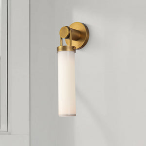 Mandelo 16" One-Light Wall/Vanity Light, Vintage Brass/Glossy Opal