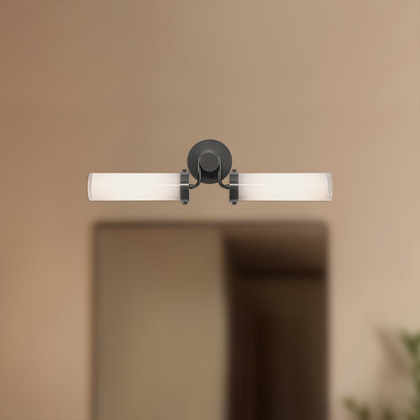 Mandelo Twin 23" Two-Light Wall/Vanity Light, Urban Bronze/Glossy Opal