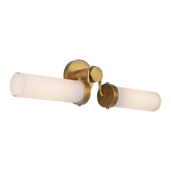 Mandelo Twin 23" Two-Light Wall/Vanity Light, Vintage Brass/Glossy Opal