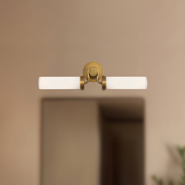 Mandelo Twin 23" Two-Light Wall/Vanity Light, Vintage Brass/Glossy Opal