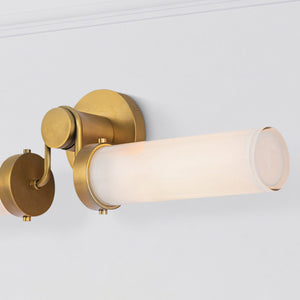 Mandelo Twin 23" Two-Light Wall/Vanity Light, Vintage Brass/Glossy Opal