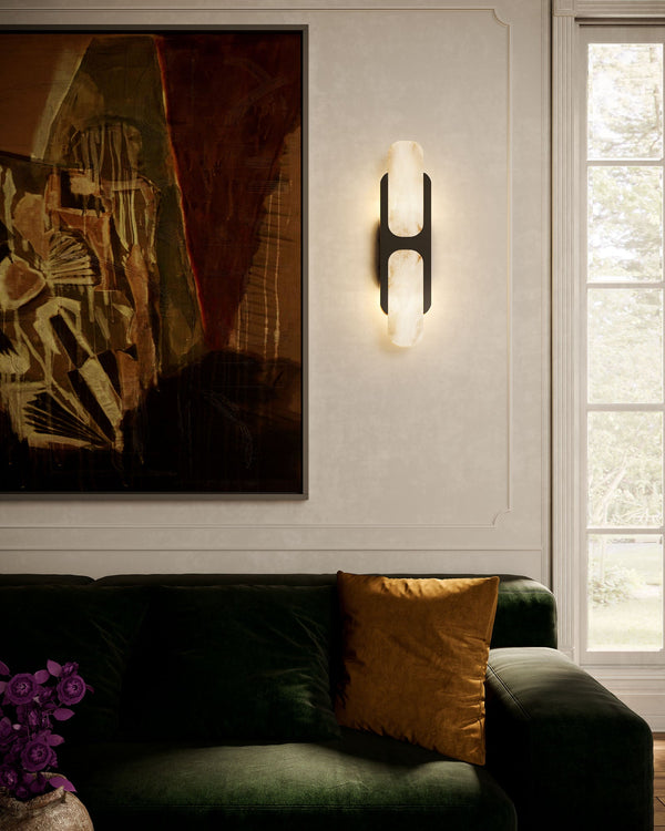 Aldrin 17" Wall/Vanity Light, Urban Bronze/Alabaster