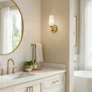 Ratana 10" Vanity Sconce, Brushed Gold/Opal Glass