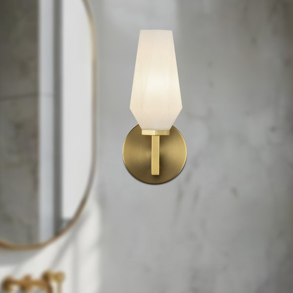 Ratana 10" Vanity Sconce, Brushed Gold/Opal Glass