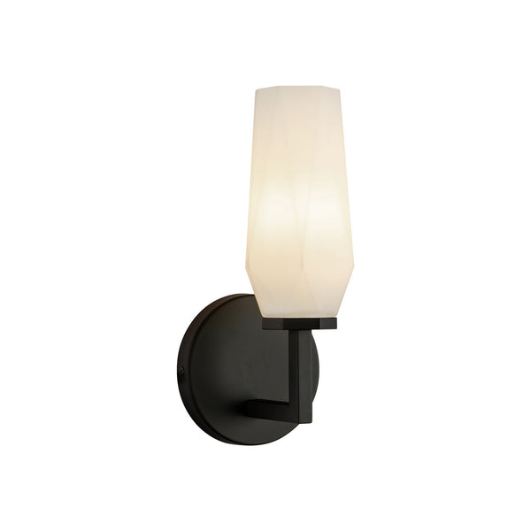 Ratana 10" Vanity Sconce, Matte Black/Opal Glass
