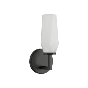 Ratana 10" Vanity Sconce, Matte Black/Opal Glass