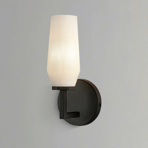 Ratana 10" Vanity Sconce, Matte Black/Opal Glass